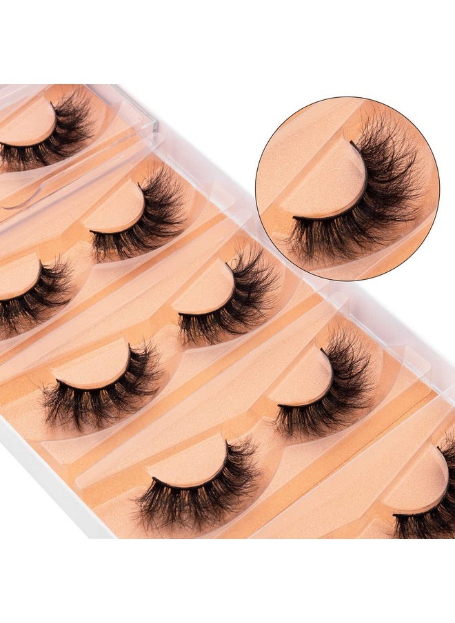 DYSILK Eyelashes Mink Lashes Fluffy - Fluffy Lashes 5 Pairs 6D Faux Mink Eyelash False Eyelashes Natural Look Lashes That Look Like Extensions Wispy Eyelashes Strip Lashes Eye Lashes | Fluffy-16mm