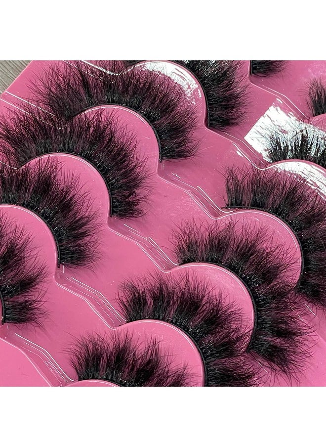 Mink Lashes Fluffy 8D False Eyelashes Wispy Eye Lashes Cat-Eye Long 18 MM Dramatic FANXITON 7 Pairs Pack Volume Thick Faux Mink Lashes Multipack