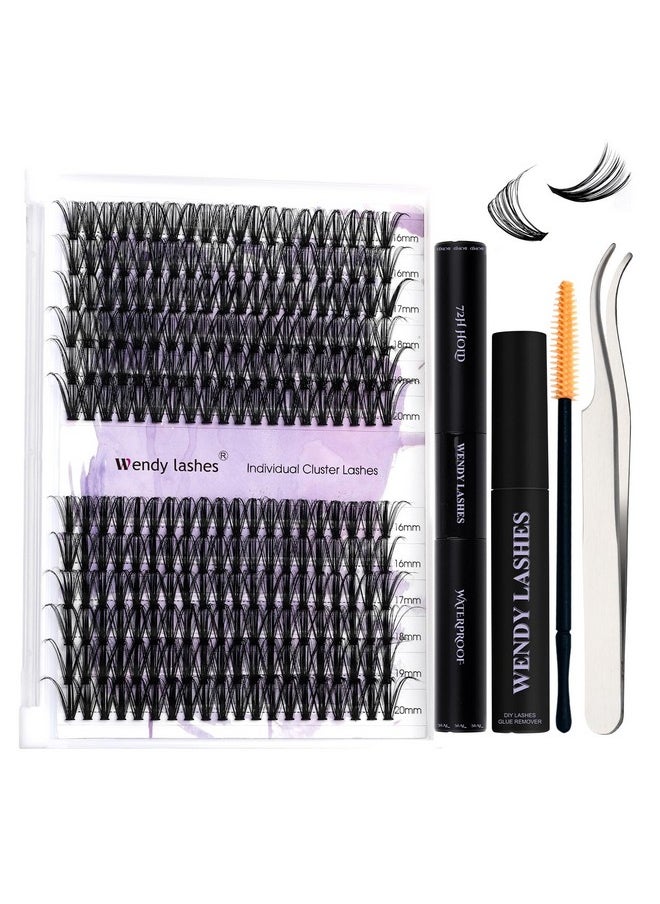 WENDY Lash Extension Kit Lash Clusters Kit D Curl Cluster Lashes 40+50D Individual Lashes with Lash Bond and Seal Lash Applicator Lash Glue Remover Brush Eyelash Clusters(40/50P-D Kit,16-20mm)
