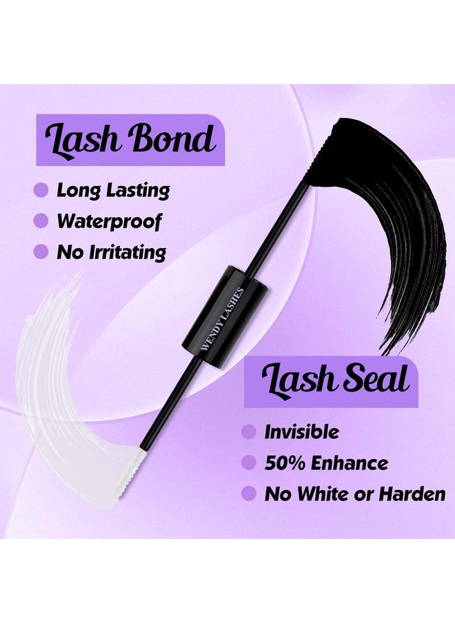 WENDY Lash Extension Kit Lash Clusters Kit D Curl Cluster Lashes 40+50D Individual Lashes with Lash Bond and Seal Lash Applicator Lash Glue Remover Brush Eyelash Clusters(40/50P-D Kit,16-20mm)