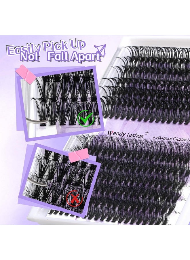 WENDY Lash Extension Kit Lash Clusters Kit D Curl Cluster Lashes 40+50D Individual Lashes with Lash Bond and Seal Lash Applicator Lash Glue Remover Brush Eyelash Clusters(40/50P-D Kit,16-20mm)