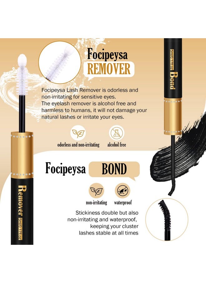 Focipeysa Lash Extension Kit Thick Eyelash Extension Kit 10-18mm Fluffy Lash Clusters 200D Individual Eyelashes Kit with Lash Bond, Lash Remover, Lash Applicator, DIY Lashes Extension