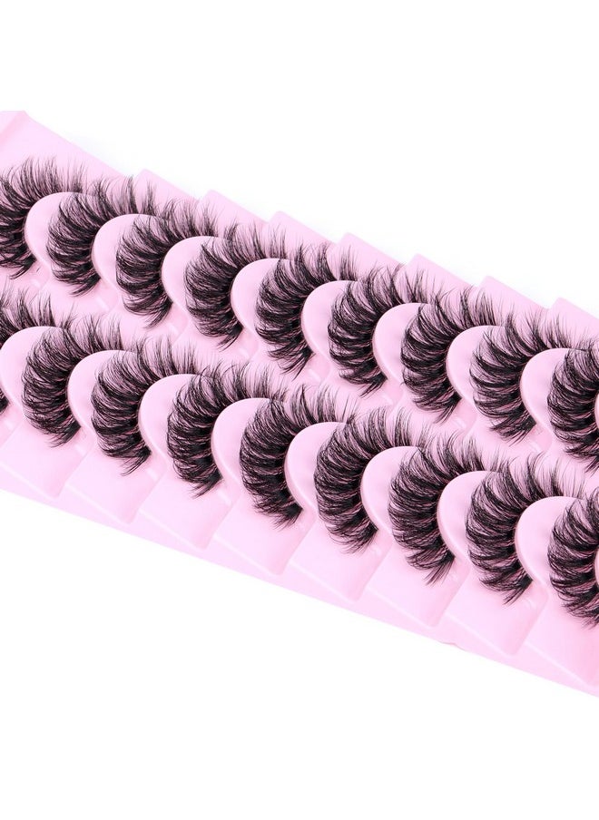 Natural Lashes Fluffy False Eyelashes Wispy Lashes 3D Volume Strip Lashes 14mm D Curl Fake Eyelashes with Clear Band 10 Pairs Eye Lashes by Calphdiar