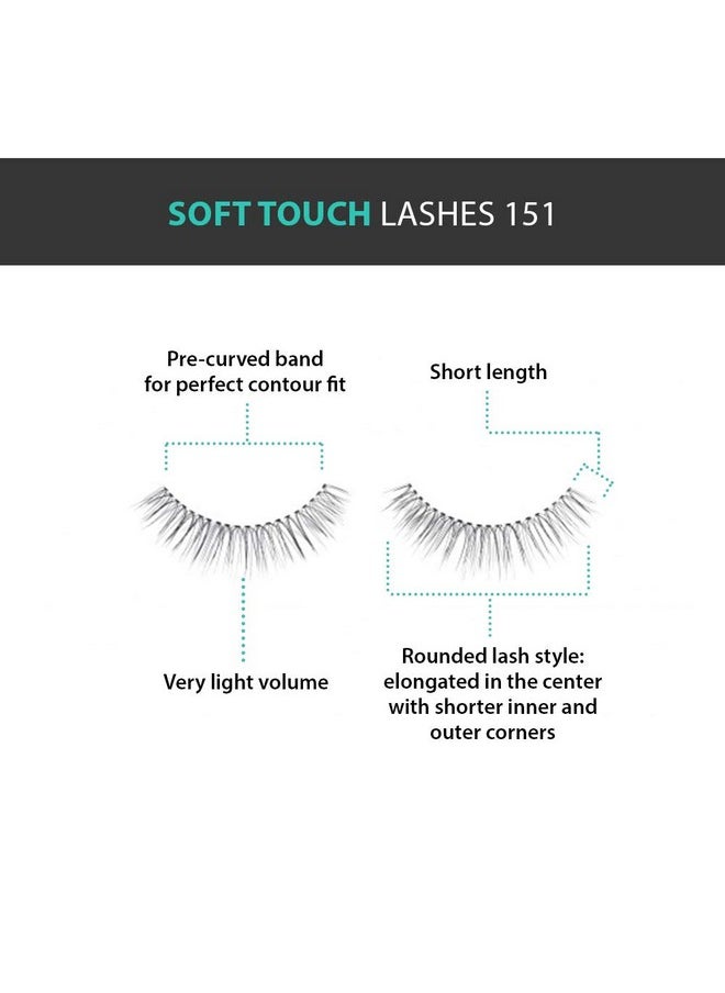 Ardell Soft Touch Lashes - Natural-Looking, Tapered Tip False Eyelashes, Full Volume, Easy Application, 151 Black (4 Pack)