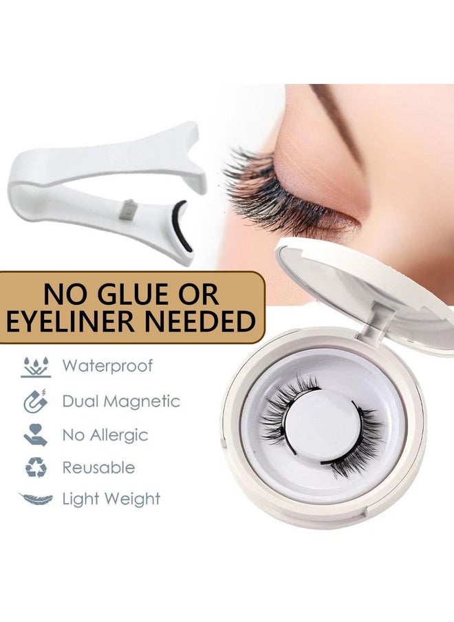 Magnetic Eyelashes with Applicator Reusable Magnetic Lashes No Glue Needed Magnetic Eyelashes without Eyeliner Cat Eye Natural Look Magnetic Lashes kit Windproof & Waterproof All-Day Comfortable