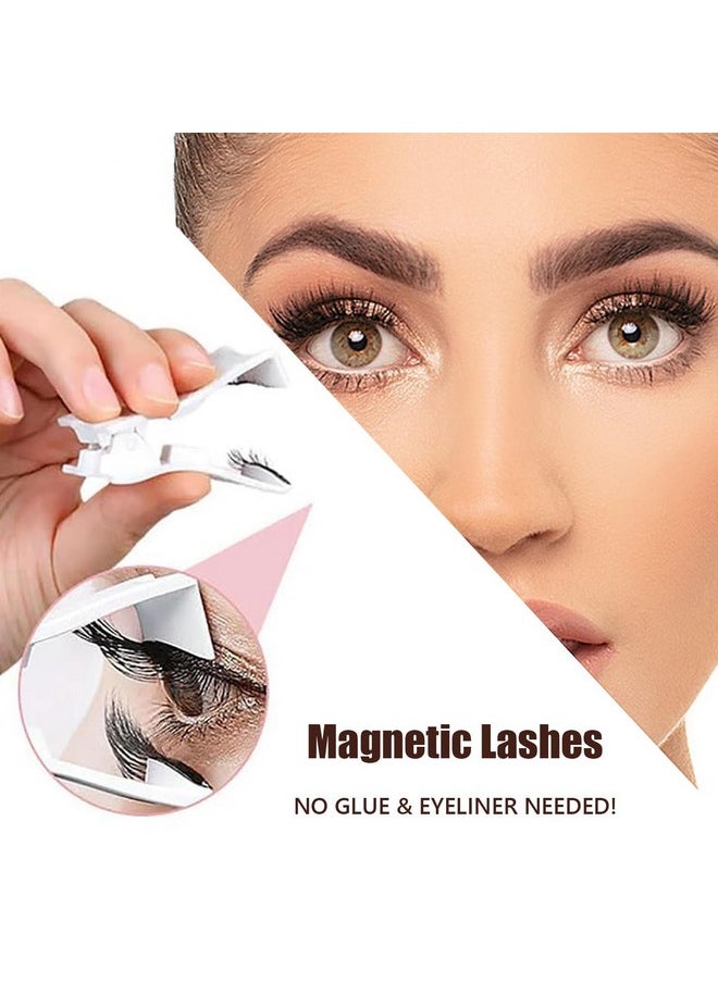 Magnetic Eyelashes with Applicator Reusable Magnetic Lashes No Glue Needed Magnetic Eyelashes without Eyeliner Cat Eye Natural Look Magnetic Lashes kit Windproof & Waterproof All-Day Comfortable