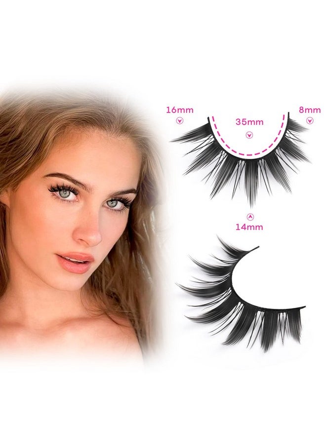 False Eyelashes 10 Pairs Manga Lashes Japanese Style Anime Lashes Thick Cosplay Lashes Natural Look 16 MM Spiky 8D Wispy Faux Mink Lashes Full Strip Doll Lashes by FANXITON