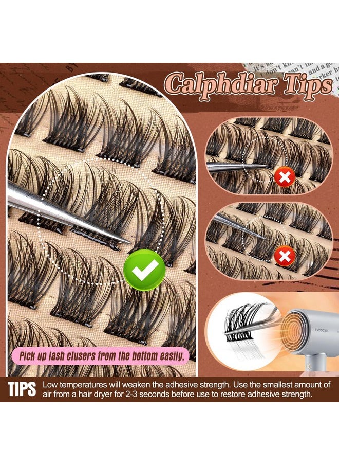 Calphdiar Self Adhesive Eyelashes Reusable Self Adhesive Lash Clusters Kit Natural Self Adhesive Lashes No Glue Eyelash Clusters C Curl Press on Lash Clusters 10-14MM DIY Cluster Eyelash Extensions