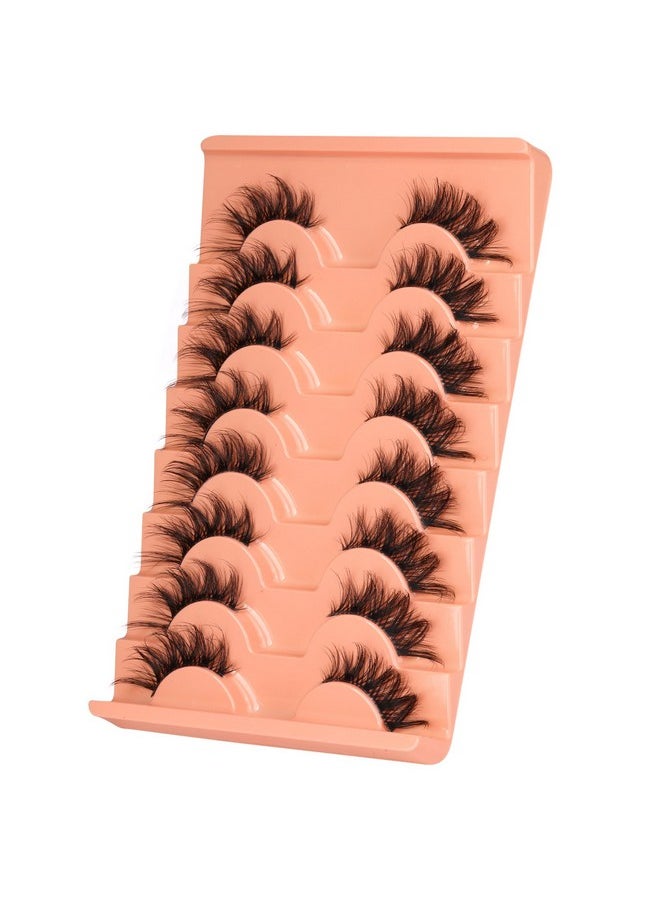 Half Lashes Fluffy False Eyelashes Cat Eye Lashes Mink Wispy Thick Fake Eyelashes 3/4 Corner Lashes with Clear Lash Band by Zegaine 8 Pairs Natural Lash Pack