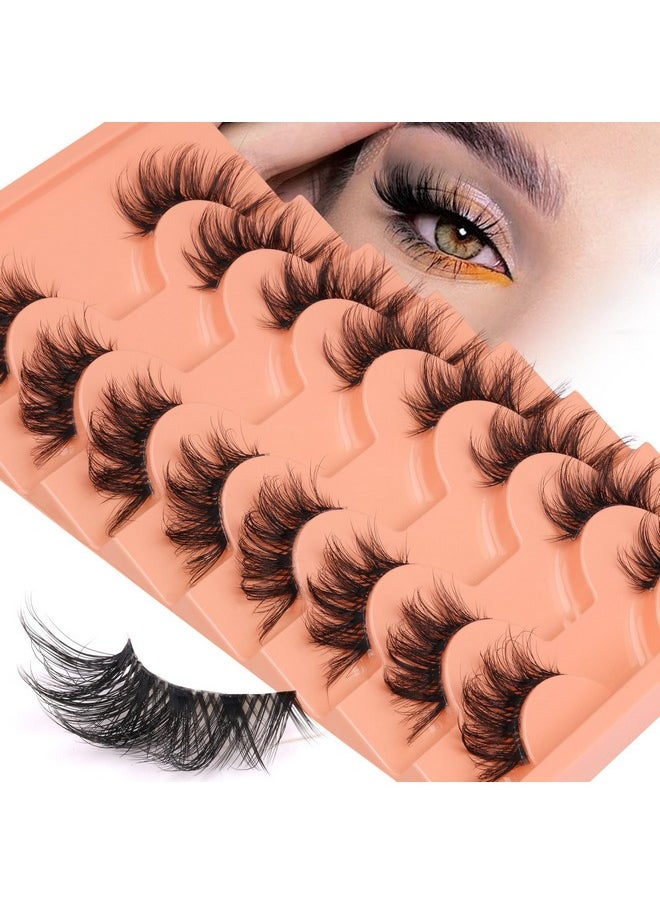 Half Lashes Fluffy False Eyelashes Cat Eye Lashes Mink Wispy Thick Fake Eyelashes 3/4 Corner Lashes with Clear Lash Band by Zegaine 8 Pairs Natural Lash Pack