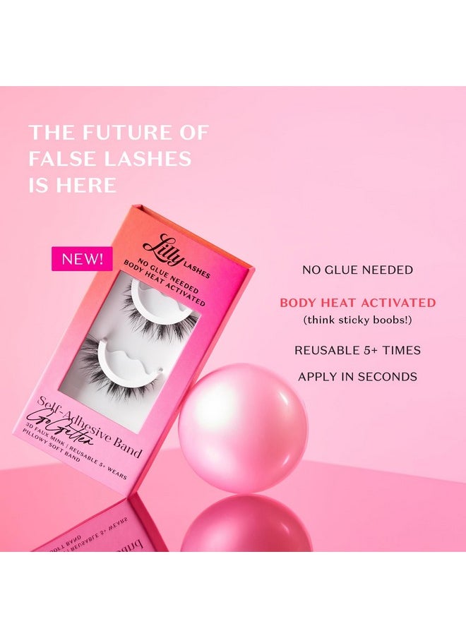 Lilly Lashes 3D Self Adhesive Eyelashes, No Lash Glue Needed, Body Heat Activated Press on Lashes, Reusable Self Adhesive Eyelashes Up to 5x, Natural Lashes, Easy to Apply & Remove (MoneyMaker)