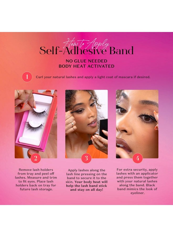 Lilly Lashes 3D Self Adhesive Eyelashes, No Lash Glue Needed, Body Heat Activated Press on Lashes, Reusable Self Adhesive Eyelashes Up to 5x, Natural Lashes, Easy to Apply & Remove (MoneyMaker)