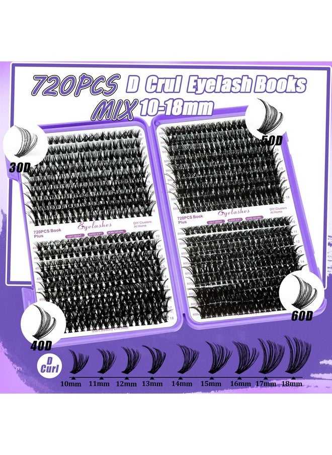 DIY Lash Extension Kit 840Pcs D Curl Individual Lash Clusters Eyelashes Extension Set with Mirror Lash Storage Box Lash Bond&Seal Glue Remover Tweezers Lash Brush Applicator