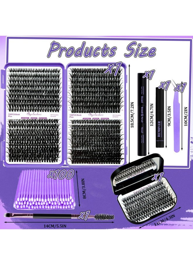 DIY Lash Extension Kit 840Pcs D Curl Individual Lash Clusters Eyelashes Extension Set with Mirror Lash Storage Box Lash Bond&Seal Glue Remover Tweezers Lash Brush Applicator