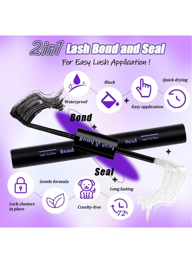 DIY Lash Extension Kit 840Pcs D Curl Individual Lash Clusters Eyelashes Extension Set with Mirror Lash Storage Box Lash Bond&Seal Glue Remover Tweezers Lash Brush Applicator