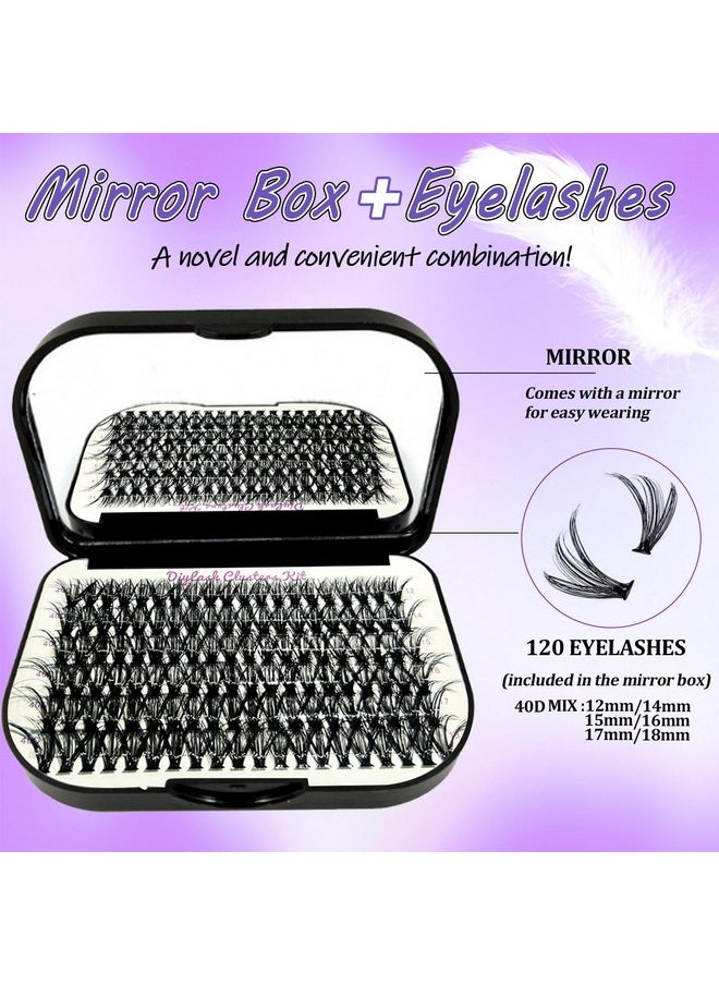 DIY Lash Extension Kit 840Pcs D Curl Individual Lash Clusters Eyelashes Extension Set with Mirror Lash Storage Box Lash Bond&Seal Glue Remover Tweezers Lash Brush Applicator