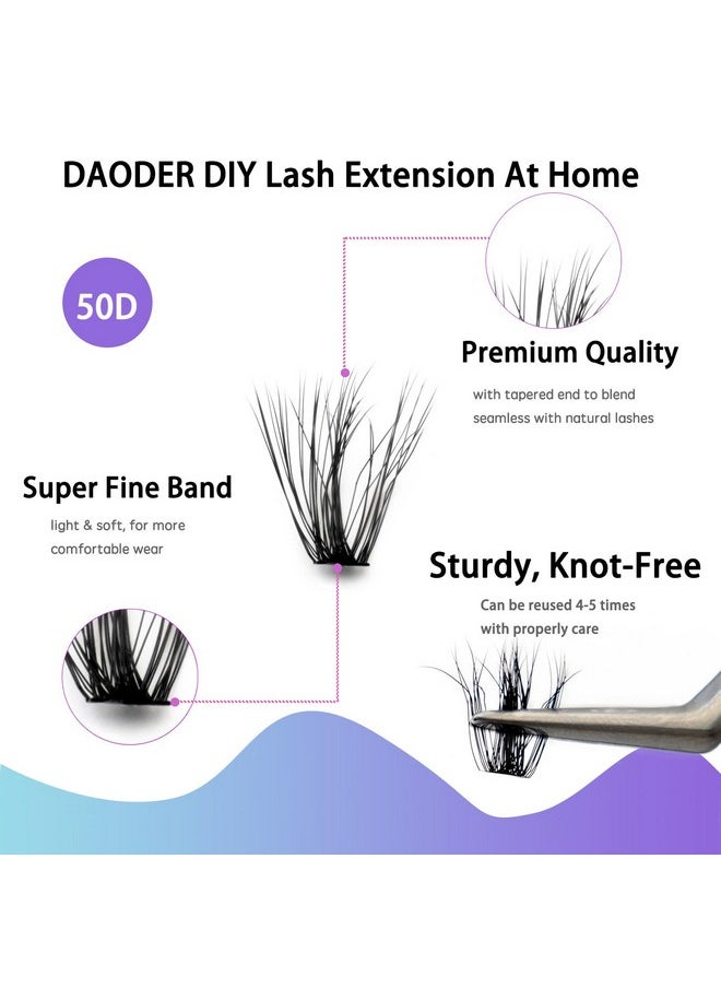 DODER Short Lash Extension Kit 50D Natural Lash Clusters Kit Wispy Fluffy Eyelash Extension Kit D Curl Individual Lashes Kit 9-13MM Thick Short Eyelash Clusters(Thick Short Eyelash Extension Kit 50P)