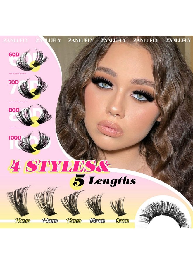 Lash Clusters D Curl Individual Lashes Fluffy Eyelash Clusters Bulk zanlufly Thick Lash Extension 560Pcs Natural DIY Eyelash Extension (9-16MM,60D+70D+80D+100D)