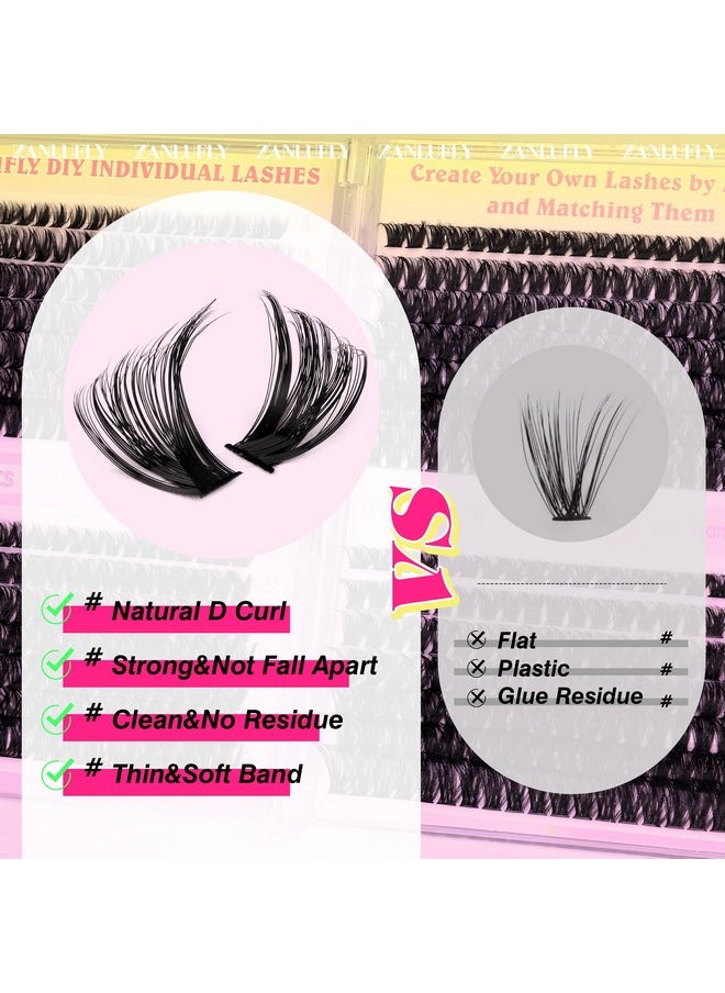 Lash Clusters D Curl Individual Lashes Fluffy Eyelash Clusters Bulk zanlufly Thick Lash Extension 560Pcs Natural DIY Eyelash Extension (9-16MM,60D+70D+80D+100D)