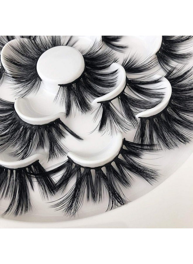 MIKIWI 25mm Faux Mink Lashes, 6D lashes, Faux Mink Eyelashes, Dramatic Lashes, 7 Pairs Fluffy Mink Lashes, 25 mm Lashes for Halloween Party