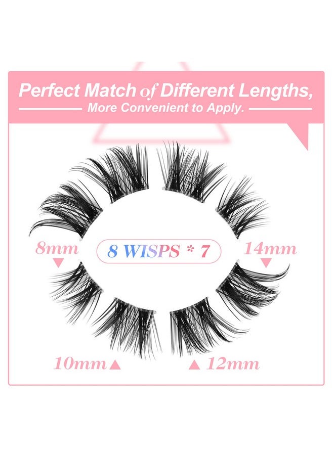 Cluster Lashes 56 Wisps DIY Lashes Natural Look Cat Eye Clear Band Mink Lashes Pack Wispy Fluffy 3D Curl False Eyelashes by ALICE