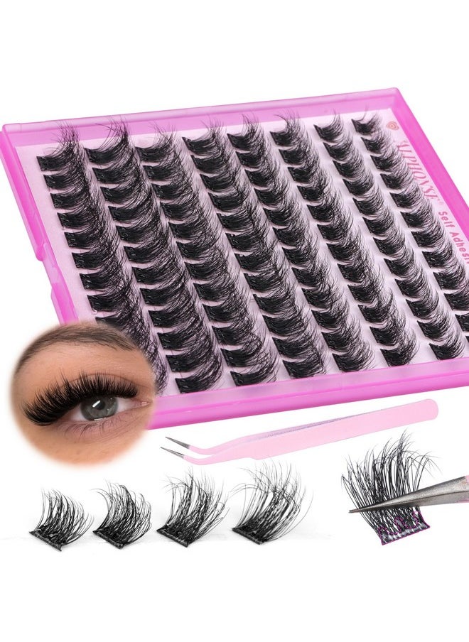 ALPHONSE Self Adhesive Lash Clusters Reusable Self Adhesive Eyelashes Fluffy Press on Lashes Extension No Glue Needed 10-16mm Glueless Lashes Clusters with Tweezers