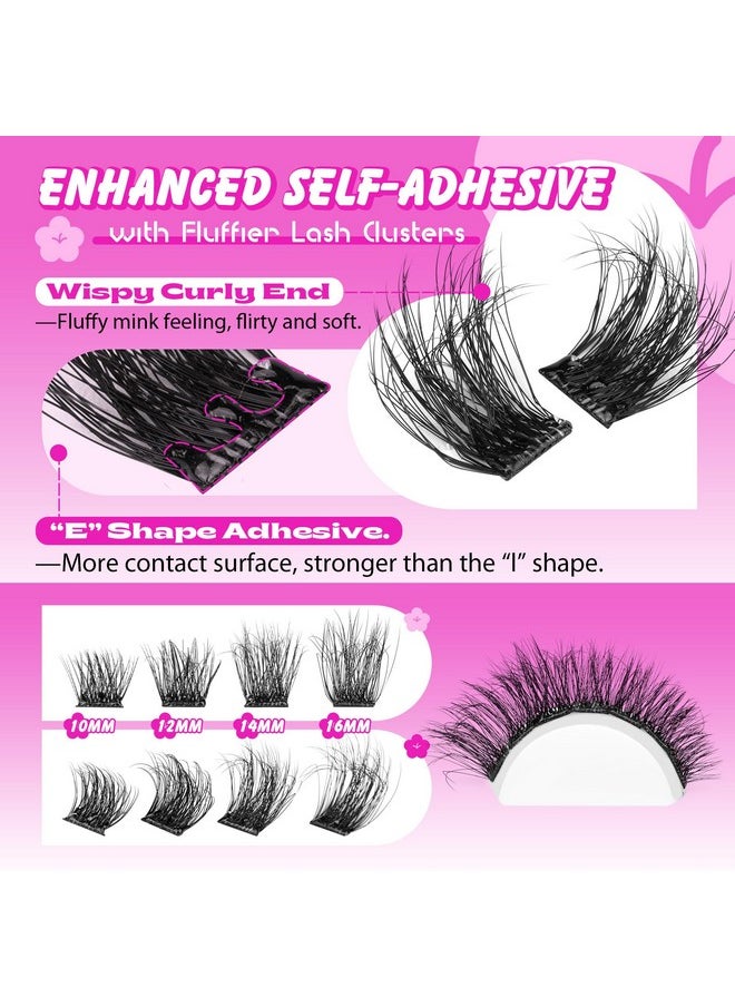 ALPHONSE Self Adhesive Lash Clusters Reusable Self Adhesive Eyelashes Fluffy Press on Lashes Extension No Glue Needed 10-16mm Glueless Lashes Clusters with Tweezers