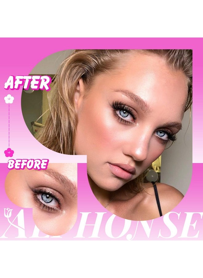 ALPHONSE Self Adhesive Lash Clusters Reusable Self Adhesive Eyelashes Fluffy Press on Lashes Extension No Glue Needed 10-16mm Glueless Lashes Clusters with Tweezers