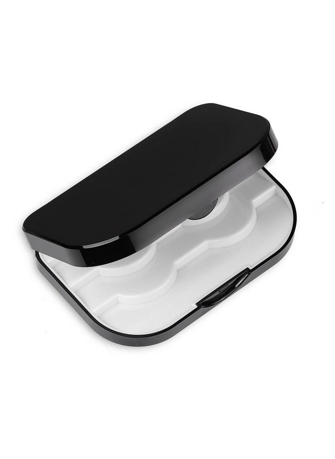 Empty Eyelashes Storage Box, TEOYALL 3 Layer False Eyelash Travel Case Fake Eye Lash Organizer with Mirror Can Store 3 Pairs (Black)