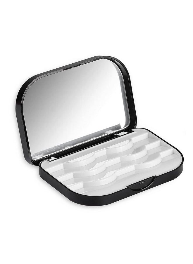 Empty Eyelashes Storage Box, TEOYALL 3 Layer False Eyelash Travel Case Fake Eye Lash Organizer with Mirror Can Store 3 Pairs (Black)