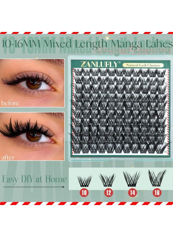 Wispy Lash Clusters Kit Manga Lash Extension Kit Anime Eyelash Clusters Kit 10-16MM D Curl Individual Cluster Eyelash Extensions with Lash Bond and Seal and Lash Tweezers by ZANLUFLY