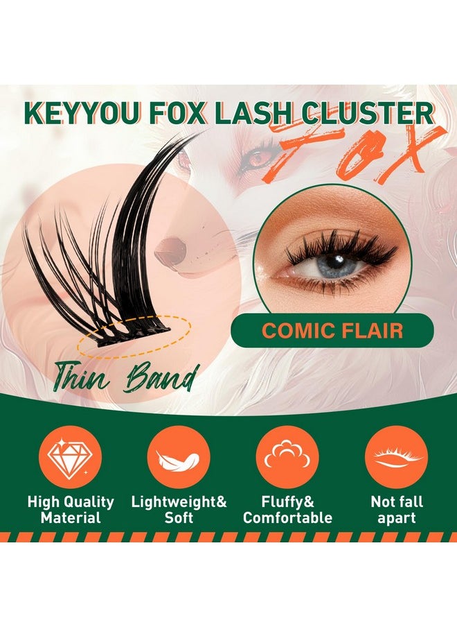 Lash Extension Kit KEYYOU Fox Family Lash Clusters Eyelash Extension Kit with Lash Bond and Seal,Tweezers,Remover for Fluffy DIY lash extension kit（HX01）