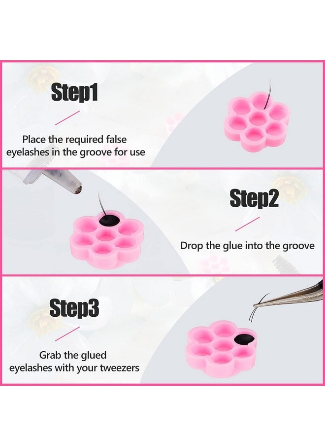 200 Pieces Flower Shape Glue Cup Lash Glue Holder Eyelash Extension Glue Holder Flower Eyelash Glue Cup Eyelash Glue Pallet Grafting Eyelash Glue Cup False for Women Girls Eyelash Extension Supply