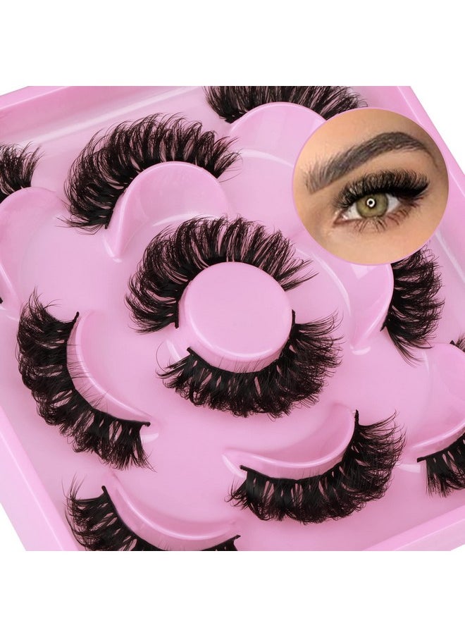 Natural False Eyelashes Fluffy Mink Lashes 3D Wispy D Curl Eye Lashes Russian Strip Thick Full False Eyelashes 5 Pairs 21mm by Focipeysa Eyelashes
