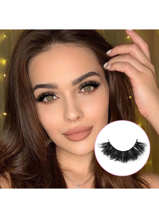 Natural False Eyelashes Fluffy Mink Lashes 3D Wispy D Curl Eye Lashes Russian Strip Thick Full False Eyelashes 5 Pairs 21mm by Focipeysa Eyelashes