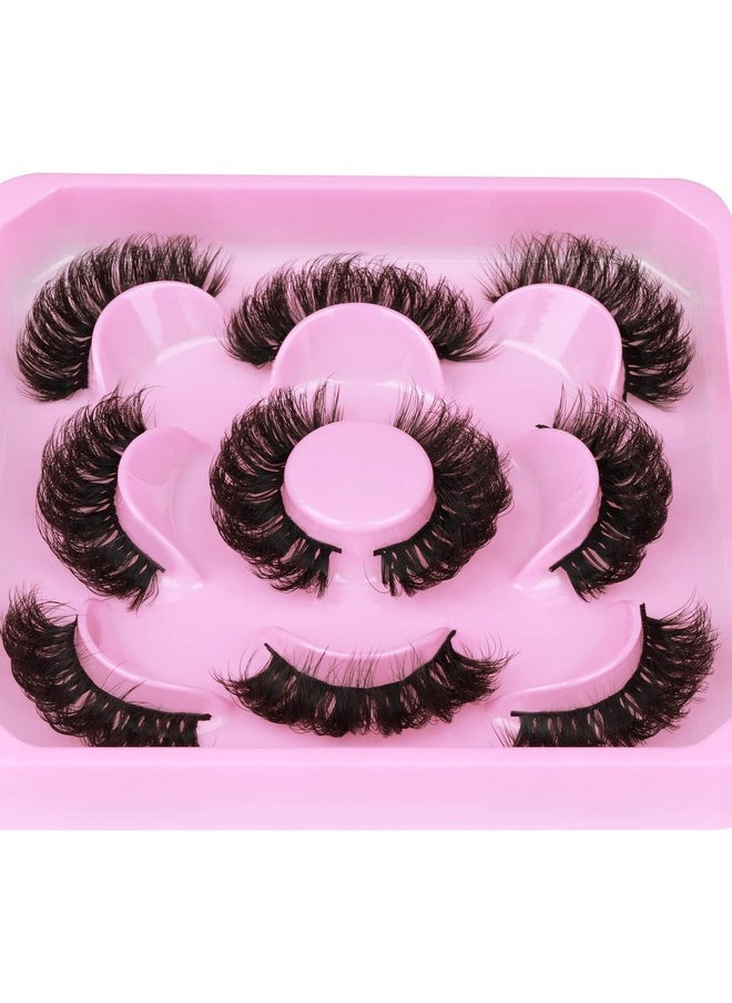 Natural False Eyelashes Fluffy Mink Lashes 3D Wispy D Curl Eye Lashes Russian Strip Thick Full False Eyelashes 5 Pairs 21mm by Focipeysa Eyelashes