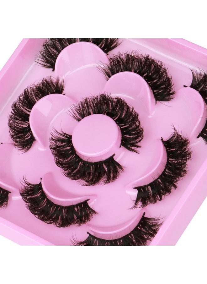 Natural False Eyelashes Fluffy Mink Lashes 3D Wispy D Curl Eye Lashes Russian Strip Thick Full False Eyelashes 5 Pairs 21mm by Focipeysa Eyelashes
