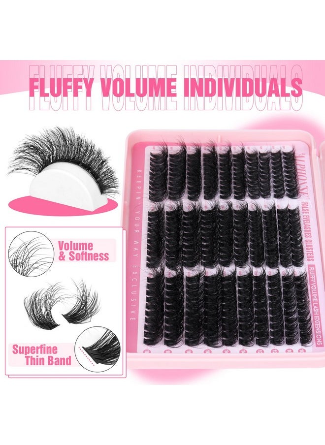Fluffy Lash Clusters Thick Volume Lash Extension 10-18mm Cluster Eyelash Extensions DIY Individual Lashes Wispy at Home Pestañas Pelo a Pelo by ALPHONSE (60D+80D+100D, 300pcs)
