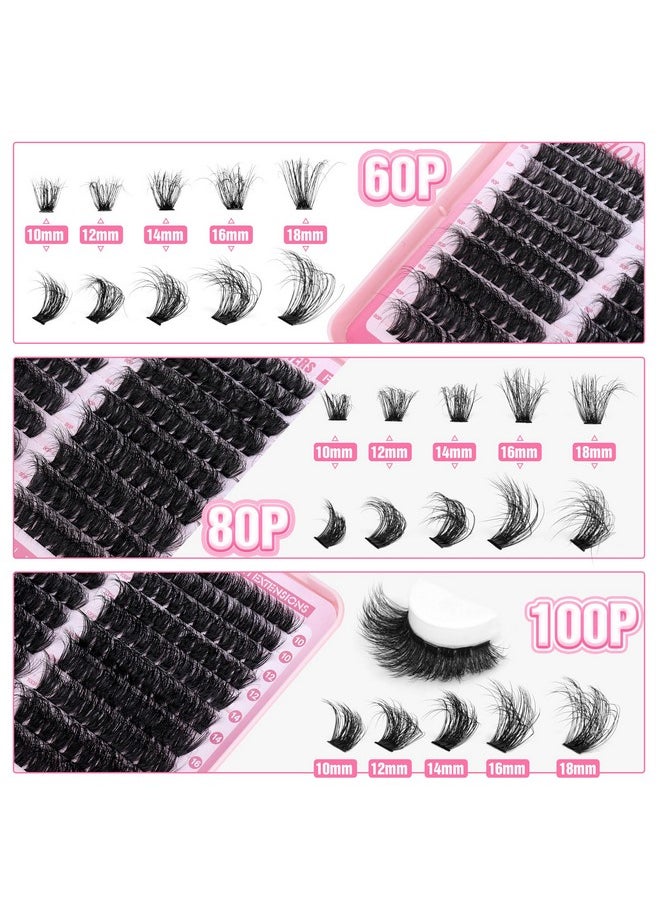 Fluffy Lash Clusters Thick Volume Lash Extension 10-18mm Cluster Eyelash Extensions DIY Individual Lashes Wispy at Home Pestañas Pelo a Pelo by ALPHONSE (60D+80D+100D, 300pcs)