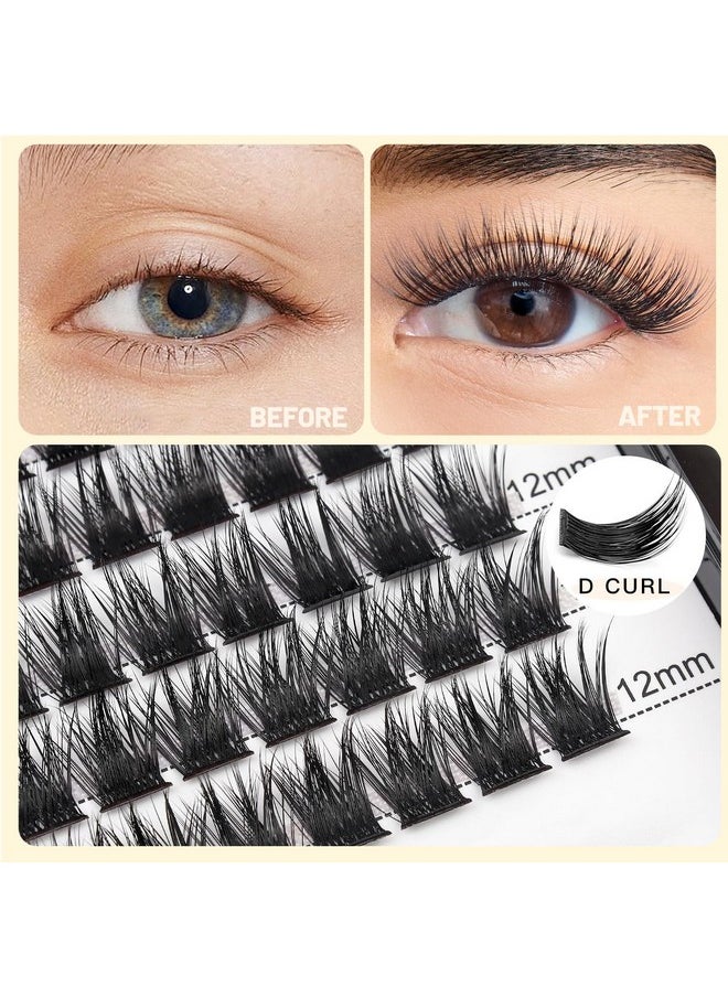 Bodermincer 120 Clusters 10mm+12mm/12mm+14mm/14mm+16mm Mixed Wide Cluster False Eyelash Individual Cluster EyeLashes Grafting Fake False Eyelashes Eyelash Extension (Black 12mm+14mm Mixed)