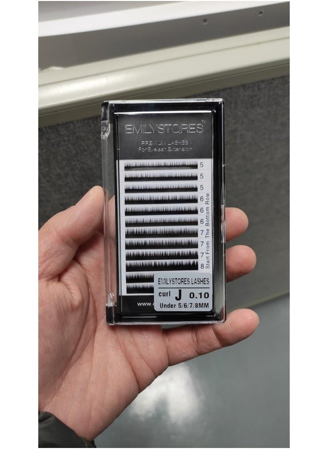 EMILYSTORES Bottom Lash Extension Eyebrow Eyelash Extensions Under Lower False Lashes Mixed J Curl 0.10mm Length 5mm 6mm 7mm 8mm In One Tray