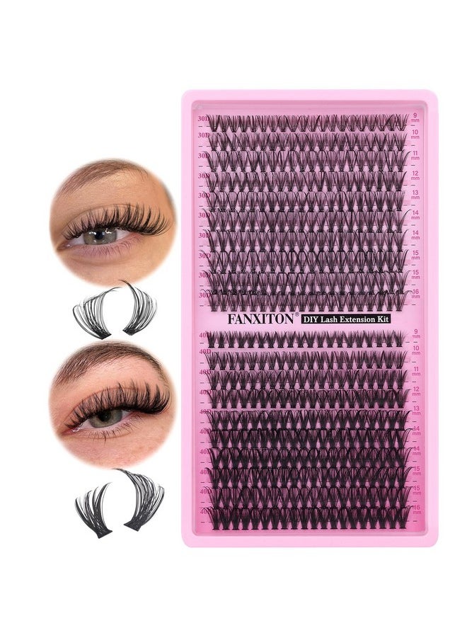 FANXITON Lash Clusters Wispy 30D+40D Lashes Clusters 400pcs Eyelash Clusters D Curl Natural Cluster Eyelash Extensions 9-16mm Mix Individual Lashes for Beginners