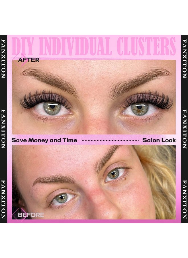 FANXITON Lash Clusters Wispy 30D+40D Lashes Clusters 400pcs Eyelash Clusters D Curl Natural Cluster Eyelash Extensions 9-16mm Mix Individual Lashes for Beginners