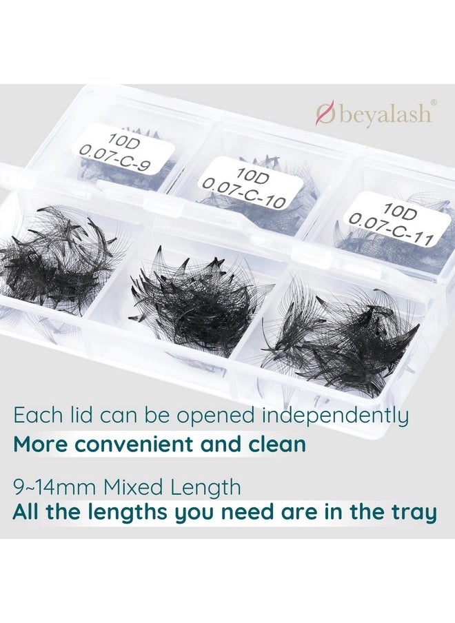 Promade Fans Lashes 600 Pcs Loose Fans 10D 0.07mm C Curl Premade Fans Eyelash Extensions 9-14mm Mixed Length Multiple Options Pro Made Fans Eye Lash Extensions (10D 0.07 C 9-14 mix)