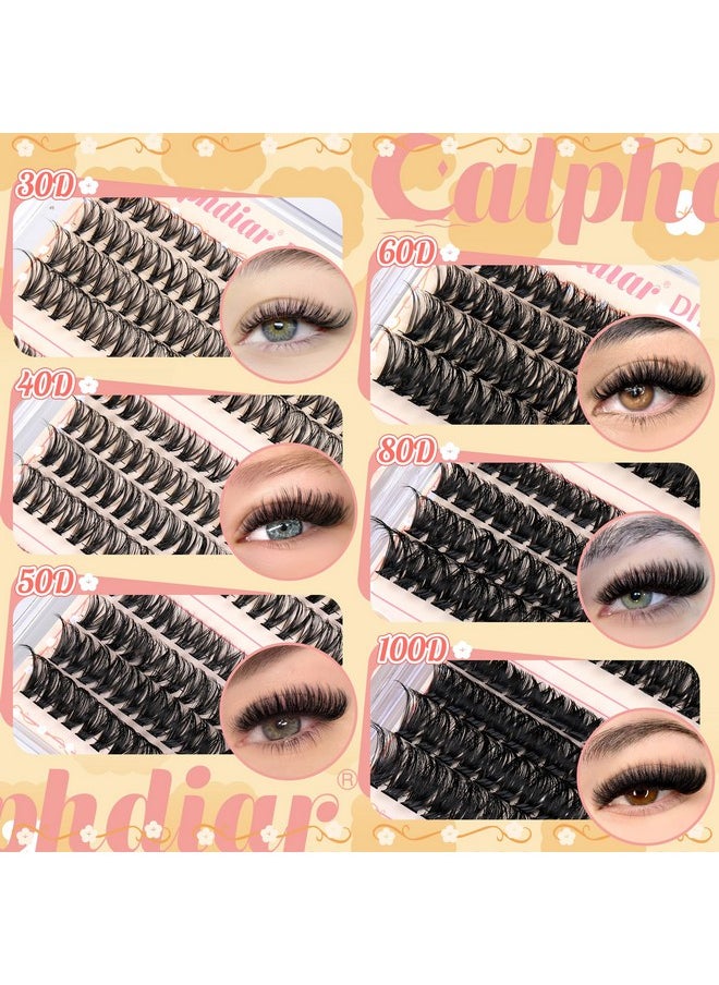 Calphidar Eyelash Clusters 30D+40D+50D+60D+80D+100D Lash Clusters Wispy Individual Lashes 476PCS D Curl Lash Extension 8-16MM Natural Lashes Clusters DIY Cluster Eyelash Extensions for Beginners