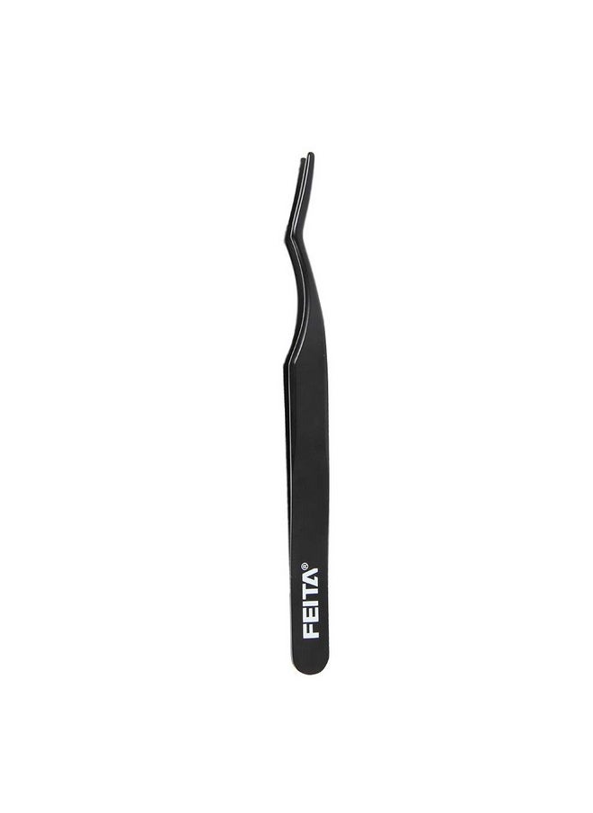 False Eyelash Applicator - FEITA Professional Curved Eyelashes Extension Tweezer for Easy Lashes Application and Removal - Black - 1Pc