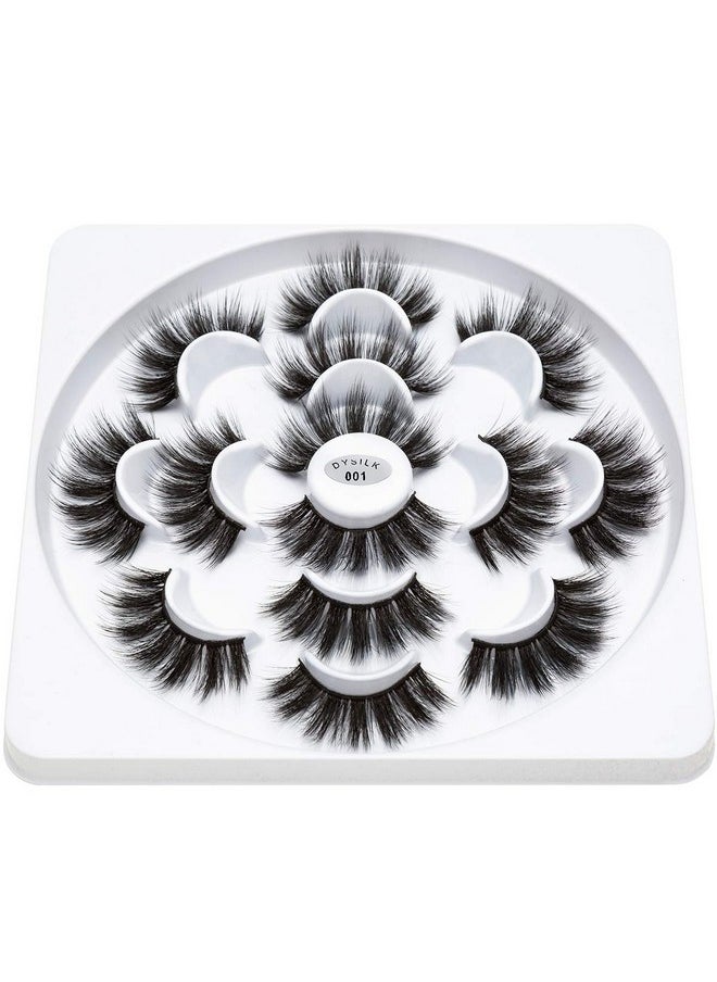 DYSILK Eyelashes False Lashes - Mink Lashes Fluffy 7 Pairs Lashes Natural Look 6D Fake Eyelashes Cat Eye Lashes Wispy Eyelashes Fluffy Lashes Reusable Lashes Pack Pestañas Postizas Naturales |001