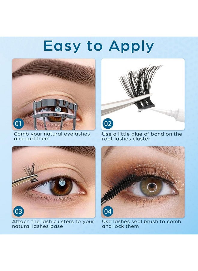 DYSILK Lashes Clusters Individual Lashes - Fluffy Lash Clusters 280pcs DIY Lash Extension Mink Eyelash Clusters Wispy 10-16mm Volume Lash Clusters C Curl Reusable (60D+80D-Fluffy-10-16mm Mix)