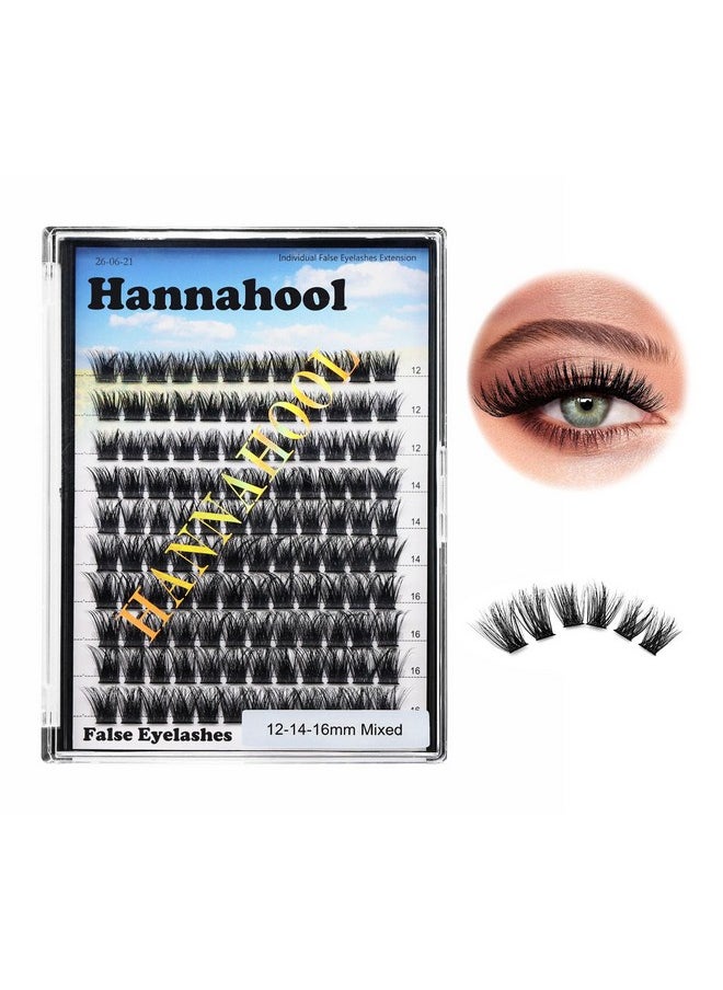Hannahool 120pcs D Curl Individual Wide Stem Cluster DIY Eye Lashes Extensions Mixed 10-12-14-16mm/14-16-18mm/12-14-16mm Makeup Dramatic Volume Lashes (mixed 12-14-16mm)