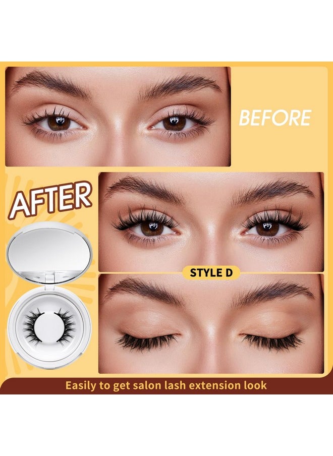 QUEWEL Magnetic Eyelashes Natural Look, 1 Pair Reusable Magnetic Eyelashes with Applicator, No Glue Needed Manga Eyelashes Magnetic Lashes Kit, Easy to Wear and Remove(Magnetic Lashes-D)